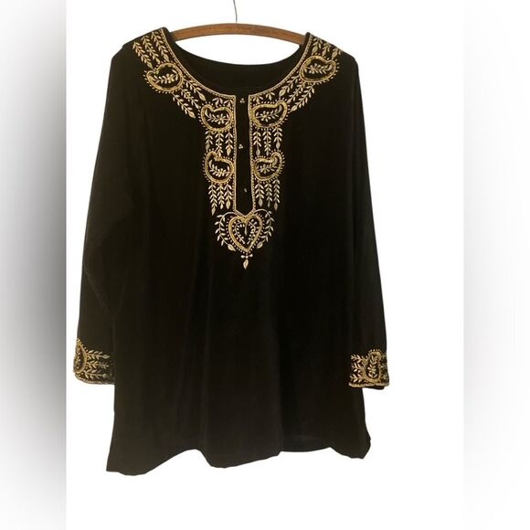 Vermont Country Store Cotton Velvet Tunic Size 1X - Picture 1 of 7